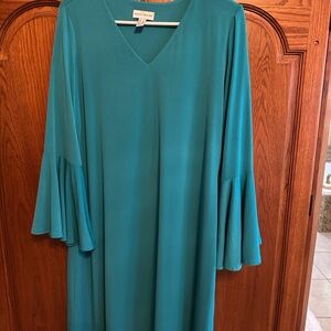 Susan Graver Teal Long Sleeve Dress